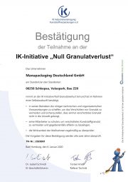 Null Granulatverlust certificate